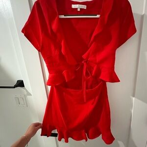 superdown Red Ruffle Mini Dress